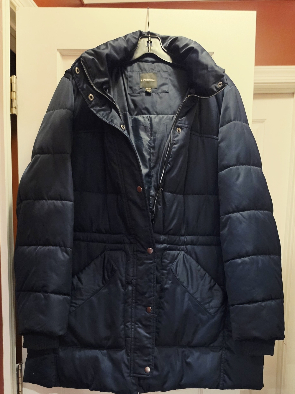Lane Bryant Navy Quilted Long Puffer Coat
